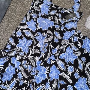 Vince Camino Floral Blue and Black Romper